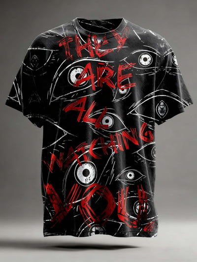 Halloween Dark Eyes Printed Casual Short Sleeve T-shirt