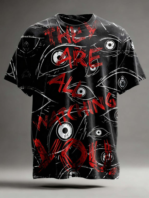 Halloween Dark Eyes Printed Casual Short Sleeve T-shirt