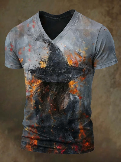 Halloween witch print casual short sleeved T-shirt