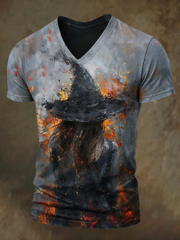 Halloween witch print casual short sleeved T-shirt