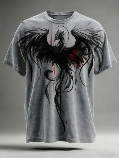 Dark Blackbird Printed Casual Short Sleeve T-shirt