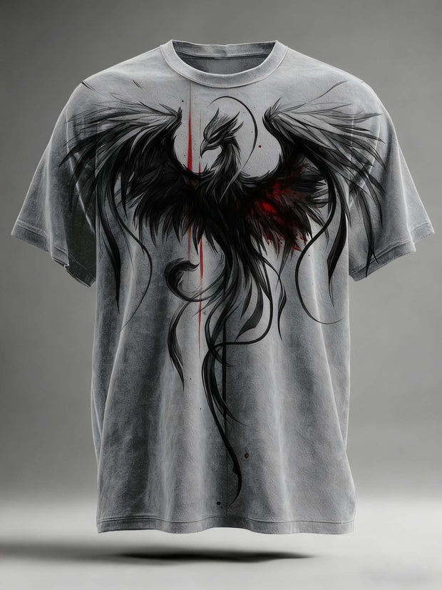 Dark Blackbird Printed Casual Short Sleeve T-shirt
