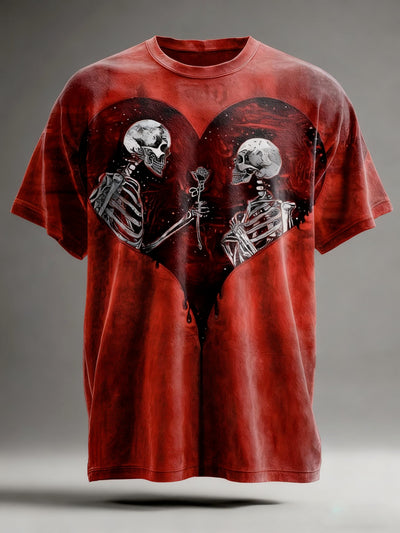 Love skull print casual short sleeved T-shirt