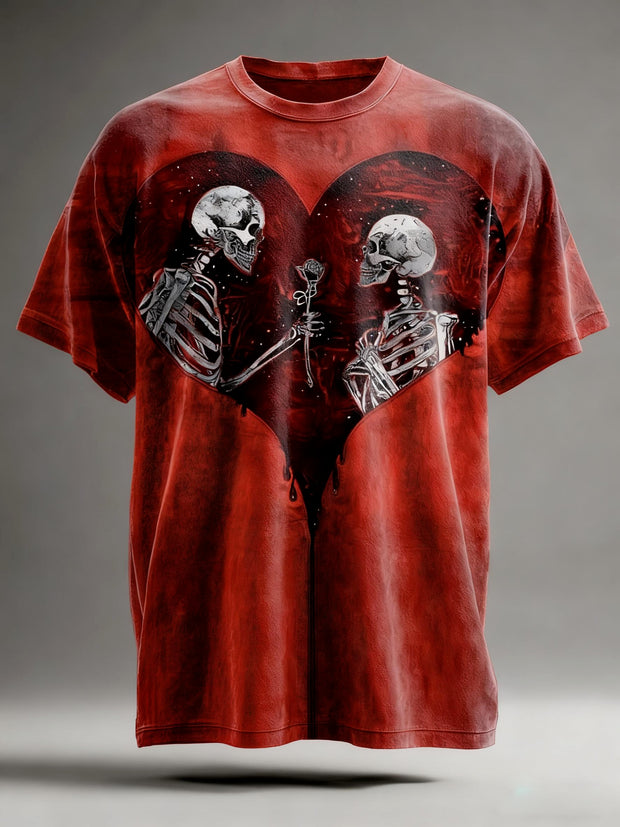 Love skull print casual short sleeved T-shirt