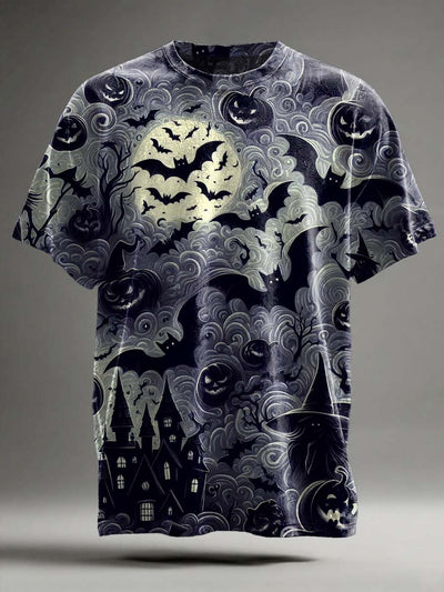 Halloween Bat Abstract Print Casual Short-Sleeve T-Shirt