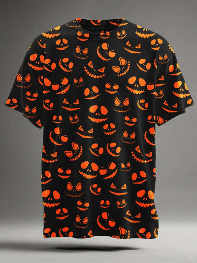Halloween Evil Smiley Print Casual Short-Sleeve T-Shirt