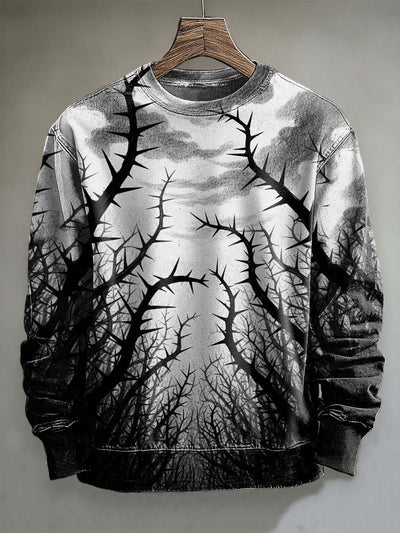 Abstract Thorn Print Casual Crewneck Sweatshirt