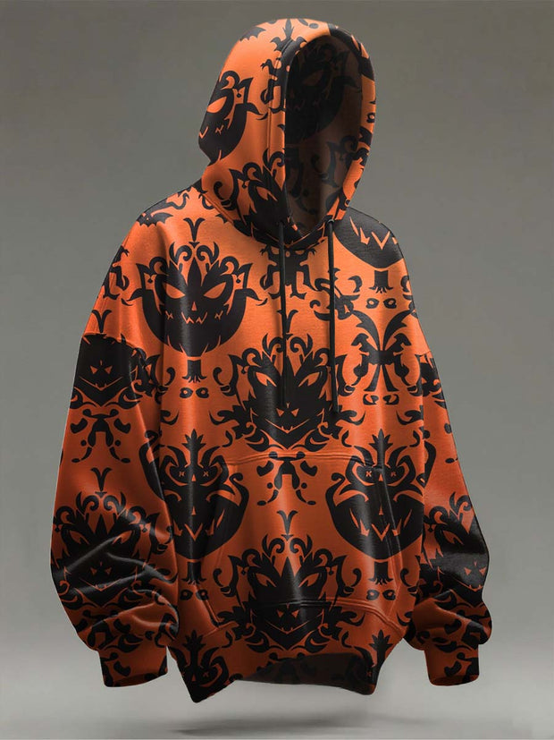 Halloween Evil Pumpkin Print Casual Hooded Sweatshirt