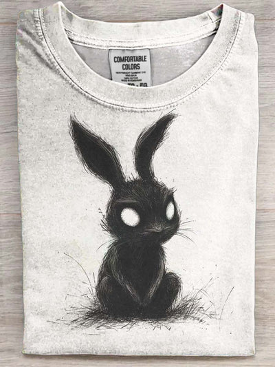 Halloween Rabbit Print Casual Short-Sleeve T-Shirt