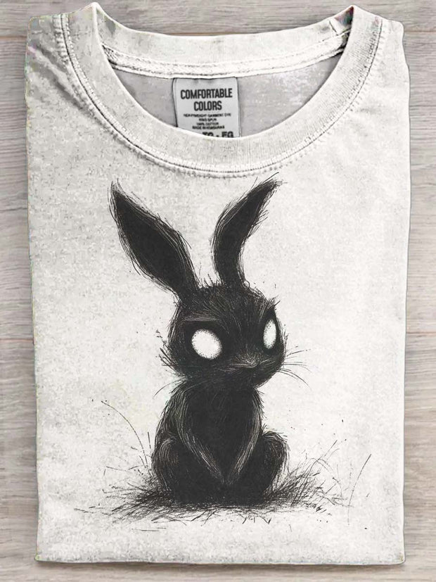 Halloween Rabbit Print Casual Short-Sleeve T-Shirt