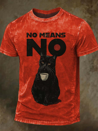 Meaningless Black Cat Print Casual Short-Sleeve T-Shirt