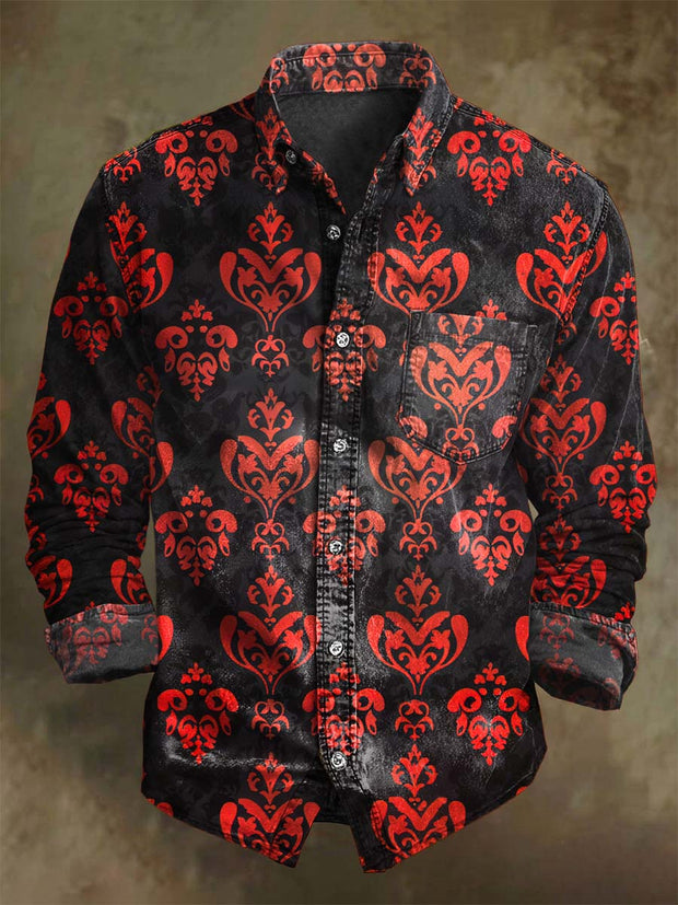 Gothic Pattern Print Casual Long-Sleeve Shirt