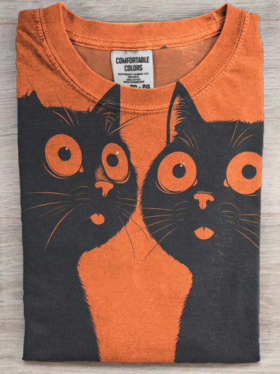 Scaredy Cat Print Casual Short-Sleeve T-Shirt