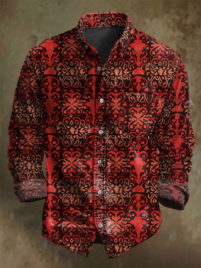 Gothic Pattern Print Casual Long-Sleeve Shirt