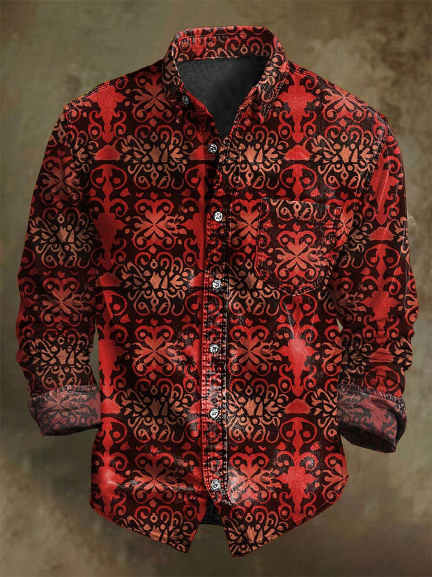 Gothic Pattern Print Casual Long-Sleeve Shirt