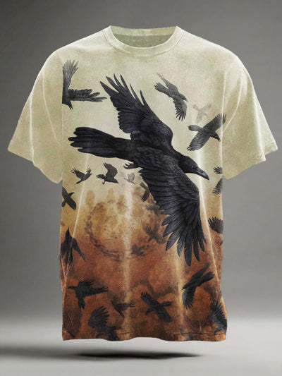 Raven Print Casual Short-Sleeve T-Shirt