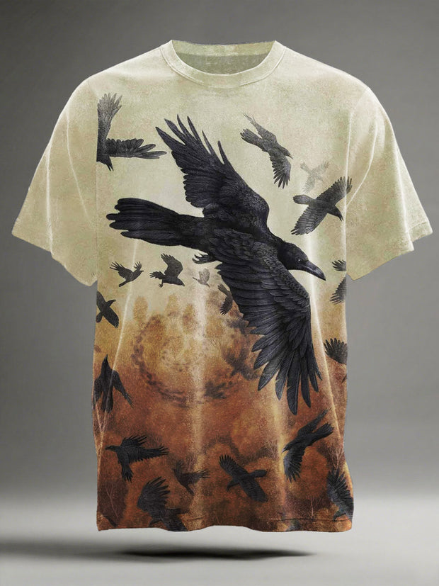Raven Print Casual Short-Sleeve T-Shirt