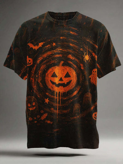 Halloween Pumpkin Print Casual Short-Sleeve T-Shirt