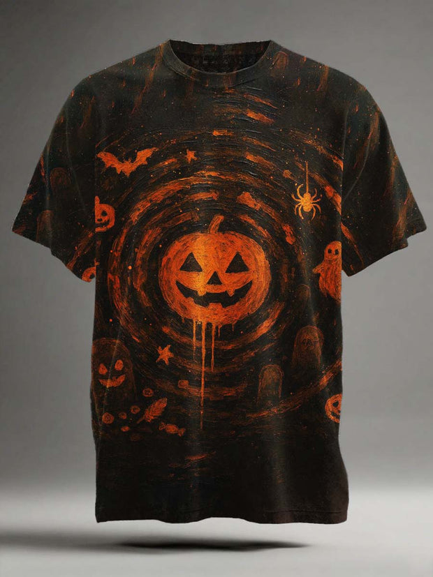 Halloween Pumpkin Print Casual Short-Sleeve T-Shirt