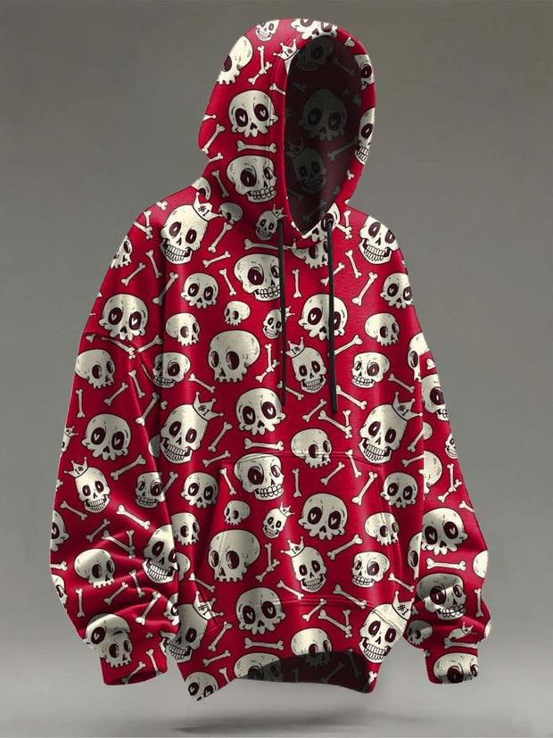 Halloween Skull Print Casual Hooded Sweatshirt