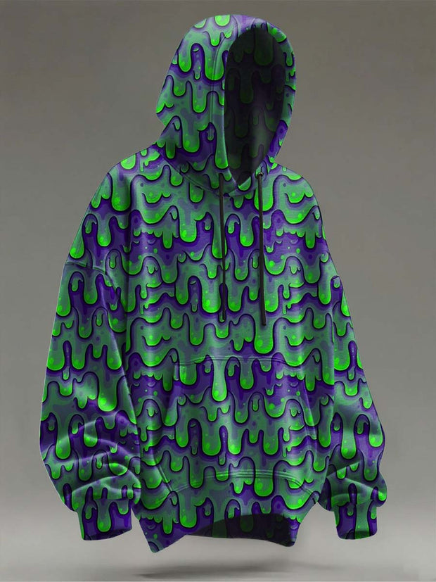 Colorful Liquid Print Casual Hooded Sweatshirt