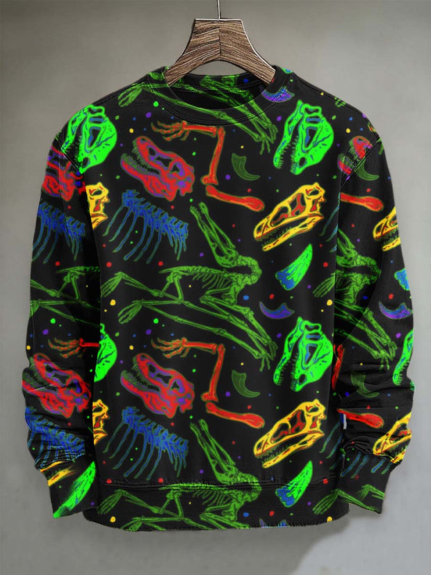 Halloween Skull Print Casual Crewneck Sweatshirt