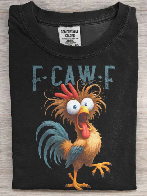Humor F-Caw-F Funny Chicken Print Casual Short-Sleeve T-Shirt