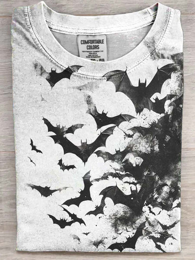Halloween Bat Print Casual Short-Sleeve T-Shirt