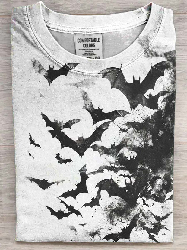 Halloween Bat Print Casual Short-Sleeve T-Shirt