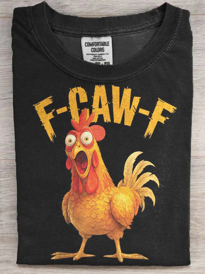 Humor F-Caw-F Funny Chicken Print Casual Short-Sleeve T-Shirt