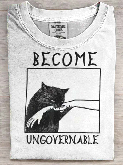 Funny Cat Print Casual Short-Sleeve T-Shirt