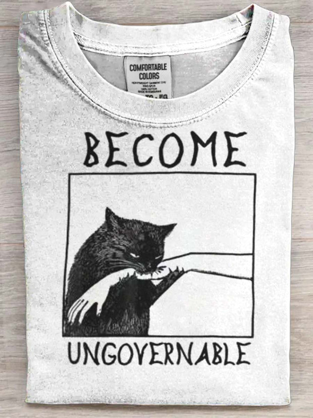 Funny Cat Print Casual Short-Sleeve T-Shirt
