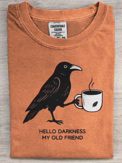 Raven Coffee Print Casual Short-Sleeve T-Shirt