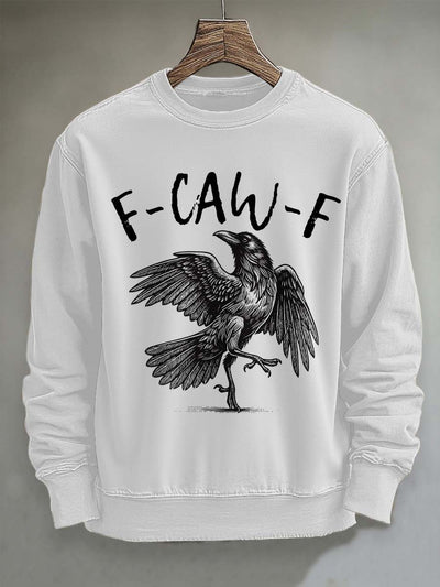 Halloween Gothic Humor F-Caw-F Raven Print Casual Crewneck Sweatshirt