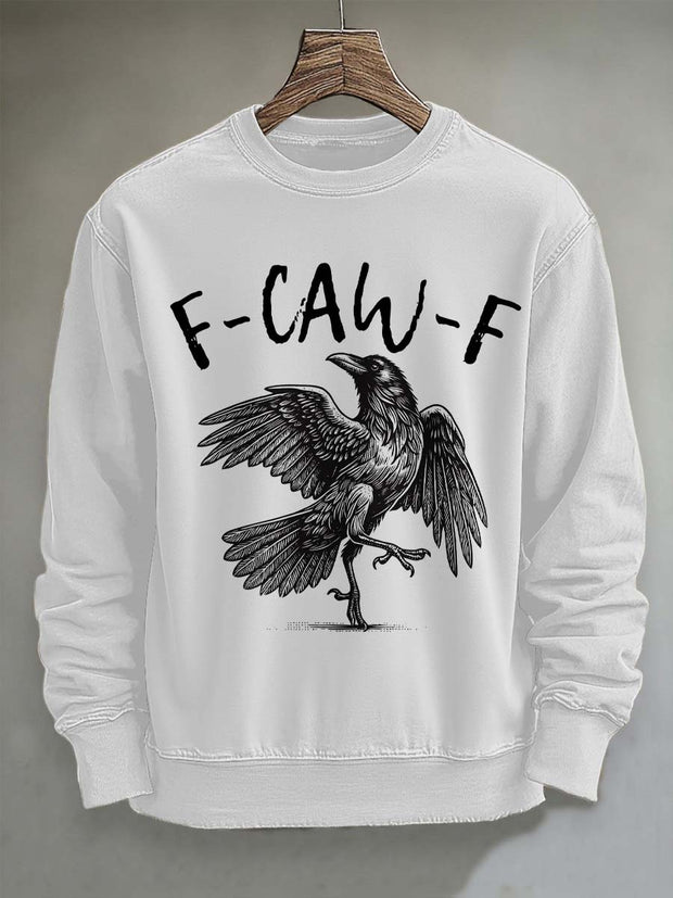 Halloween Gothic Humor F-Caw-F Raven Print Casual Crewneck Sweatshirt