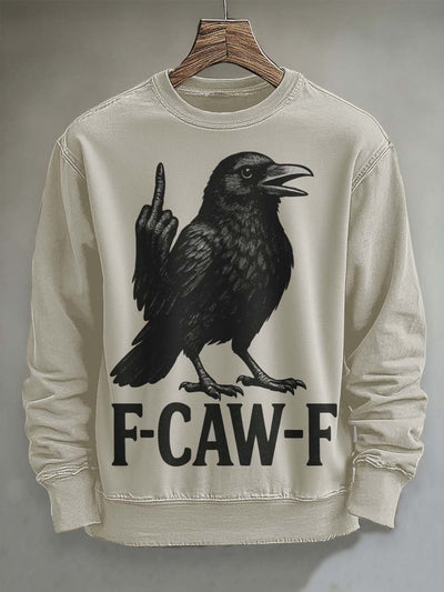Halloween Gothic Humor F-Caw-F Raven Print Casual Crewneck Sweatshirt