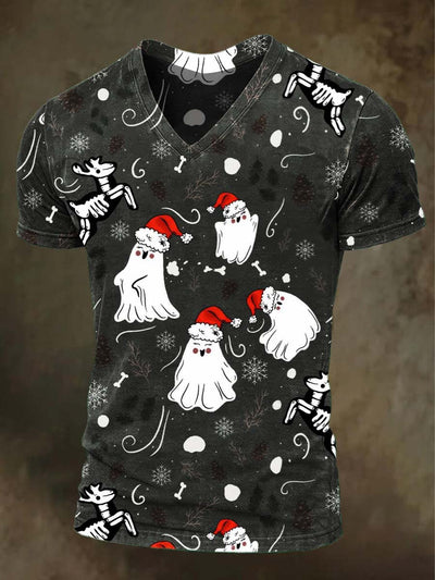 Christmas Ghost Print Casual Short-Sleeve T-Shirt