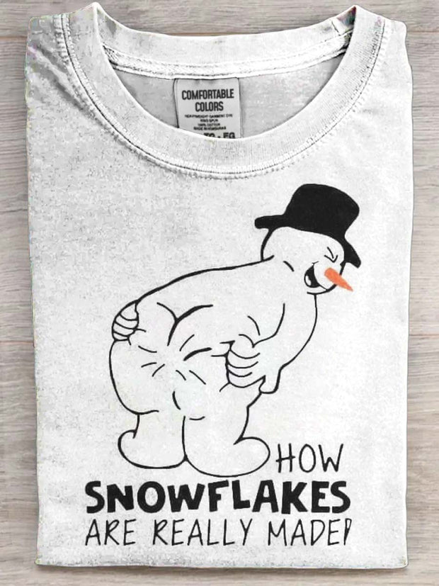 Funny Abstract Snowflake Print Casual Short-Sleeve T-Shirt