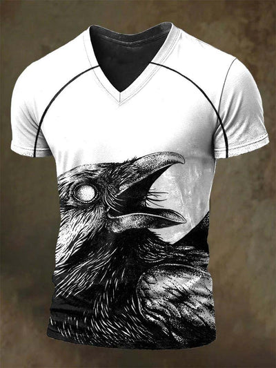 Halloween Dark Raven Print Casual Short-Sleeve T-Shirt