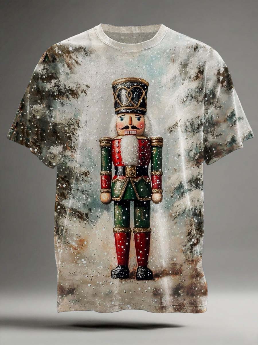 Christmas Nutcracker Print Casual Short-Sleeve T-Shirt