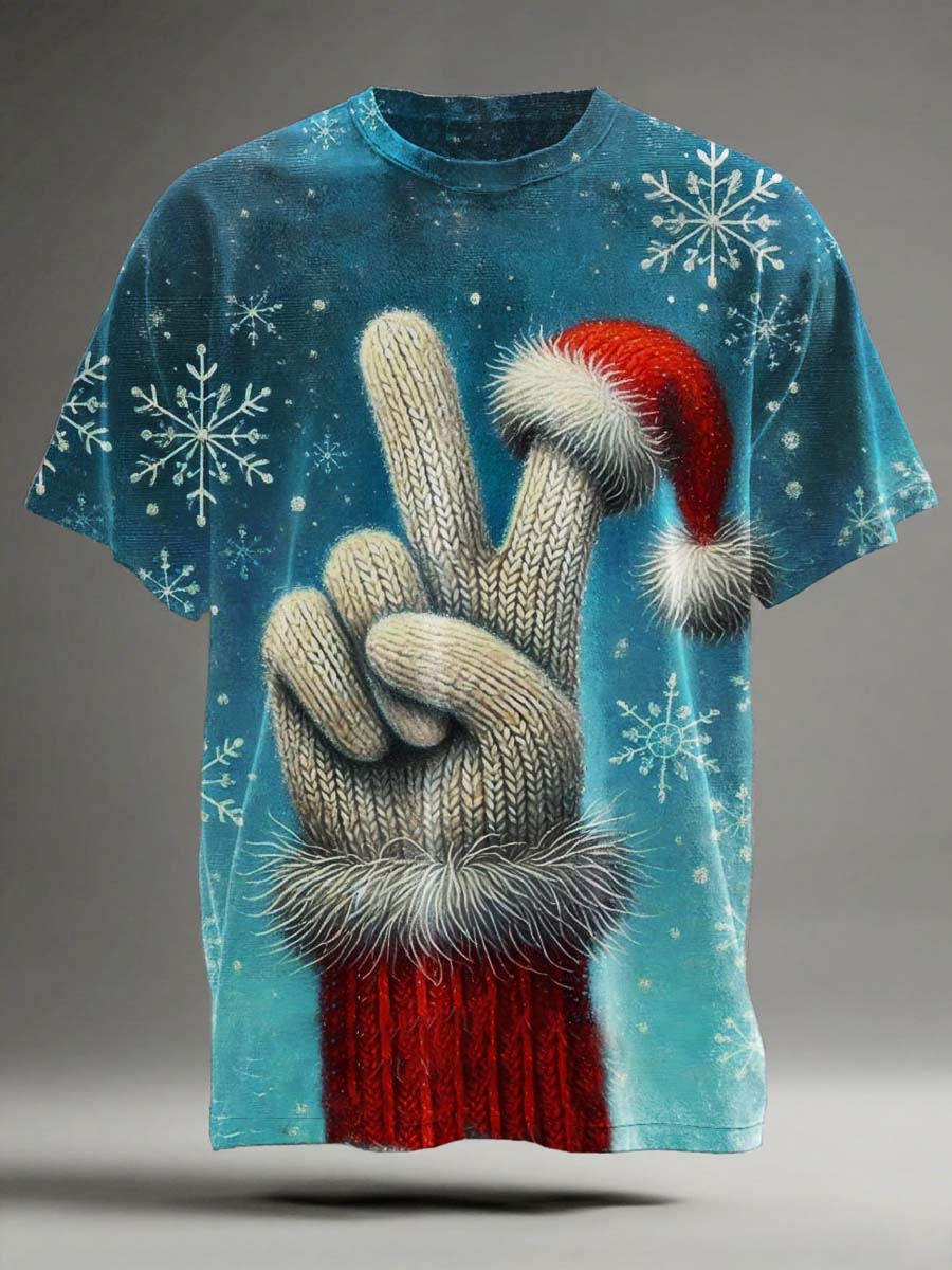 Christmas Santa Hat Print Casual Short-Sleeve T-Shirt