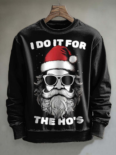 Funny Santa Claus Print Casual Crewneck Sweatshirt for Christmas