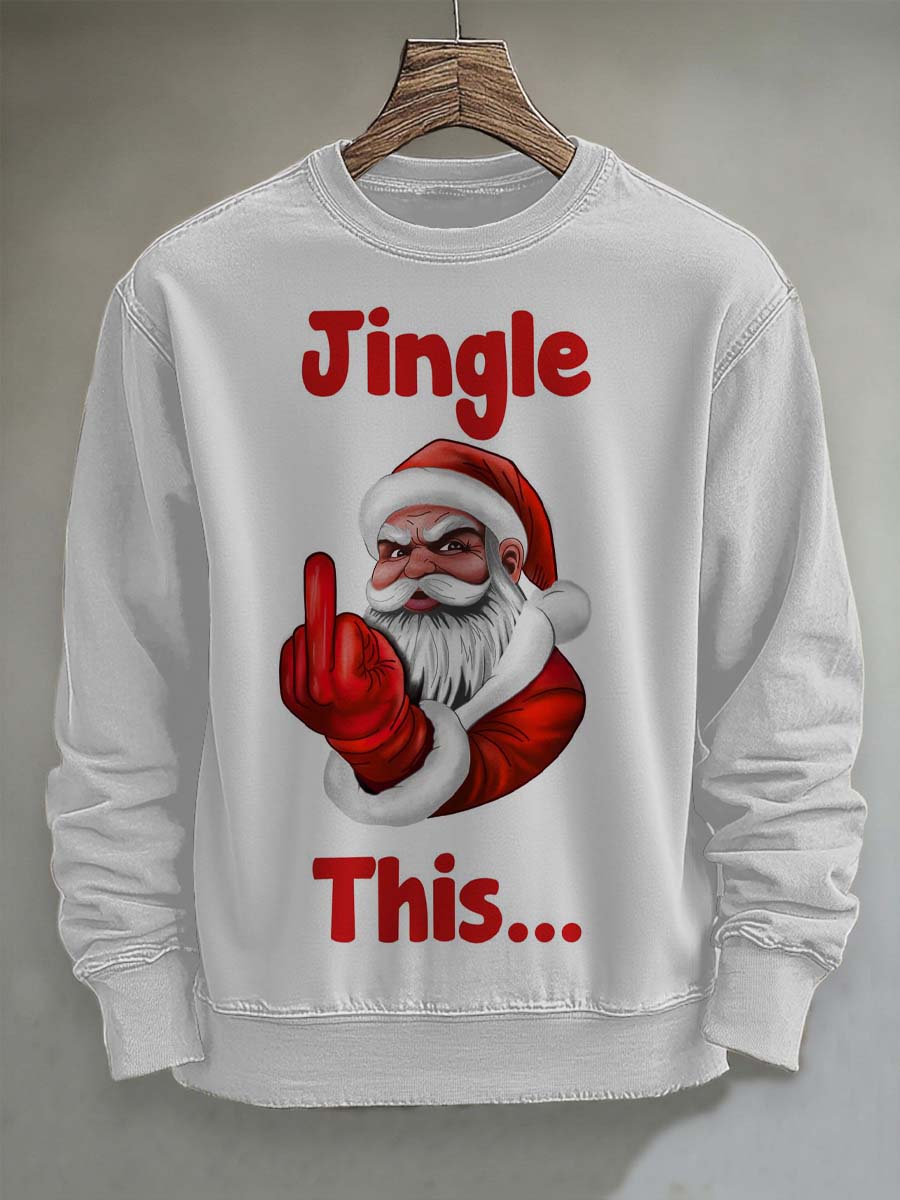 Funny Santa Claus Print Casual Christmas Crewneck Sweatshirt