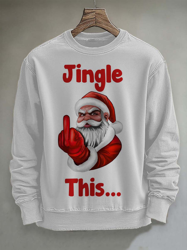 Funny Santa Claus Print Casual Christmas Crewneck Sweatshirt