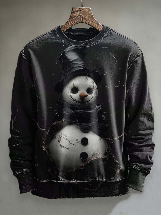 Christmas Horror Snowman Print Casual Crewneck Sweatshirt