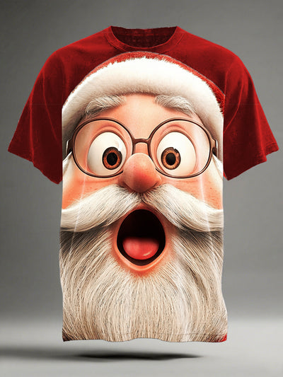 Funny Santa Print Casual Short Sleeve T-Shirt