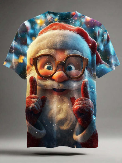 Funny Santa Print Casual Short Sleeve T-Shirt
