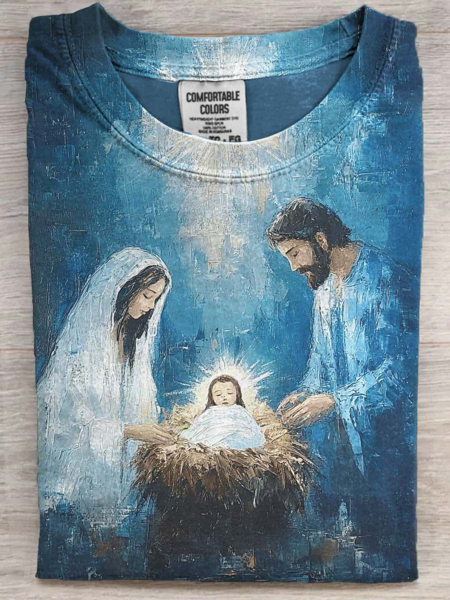 Christmas Jesus Birthday Print Casual Short-Sleeve T-Shirt