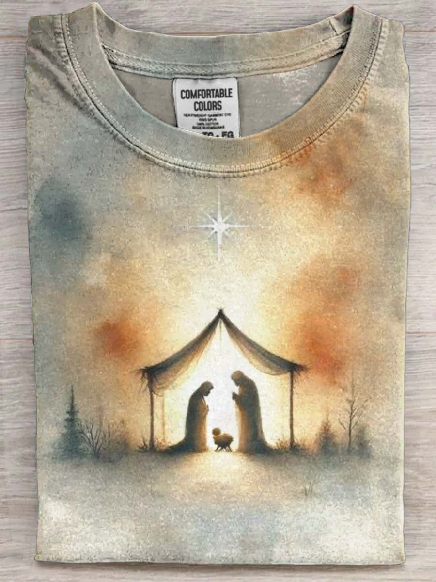 Christmas Jesus Birthday Print Casual Short-Sleeve T-Shirt