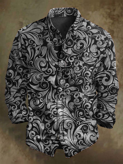 Gorgeous Swirl Print Casual Long-Sleeve Shirt